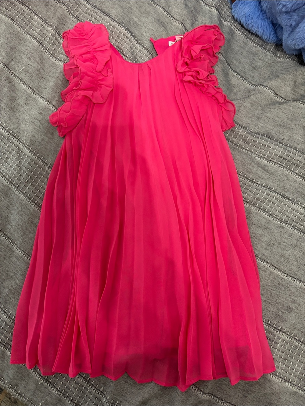 GB Girls' Ruffle Sleeve Pleated Dress - Hot Pink